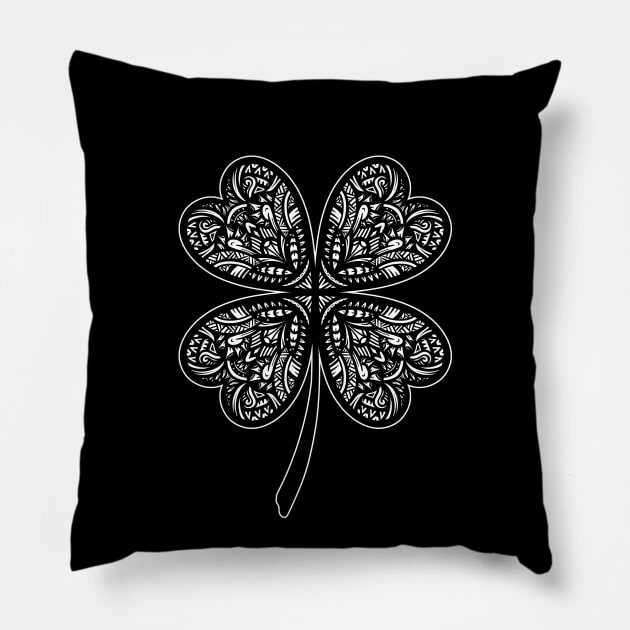 Clover Tribal Pillow by Barabarbar artwork