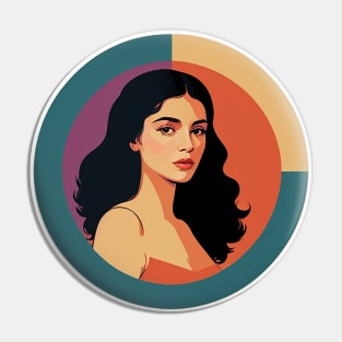 Retro Woman with Long Black Hair Pin