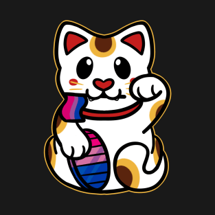 LGBTQ+ Pride Lucky Cat - Bisexual T-Shirt