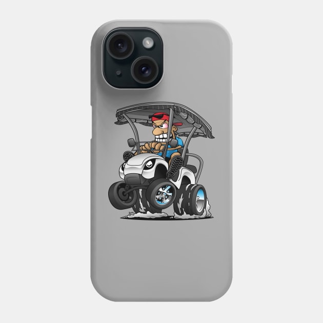 Funny Golf Cart Hotrod Golf Car Popping a Wheelie Cartoon Phone Case by hobrath