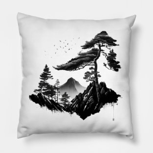 Fountain watercolor Pillow