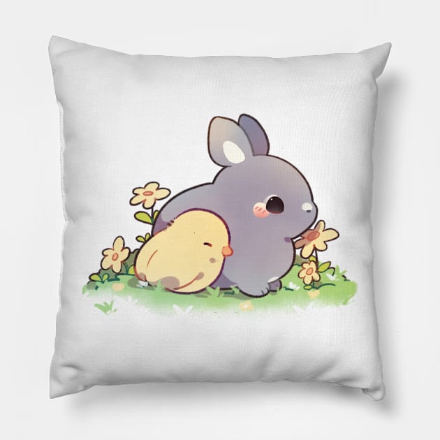 Bunny and Chick Pillow by Cremechii