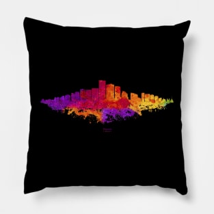 Phoenix City Skyline - Watercolor Red, orange, purple Pillow