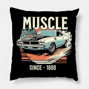 Vintage Muscle Car Print Funny illustration art Pillow