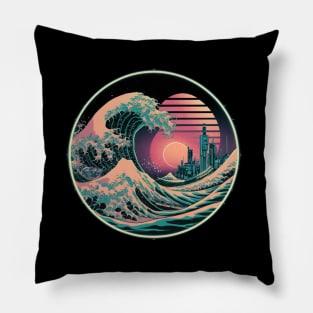 The Great Retro Wave japanese cyberpunk Pillow