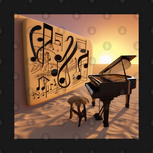 Abstract image of a piano and musical symbols by Musical Art By Andrew