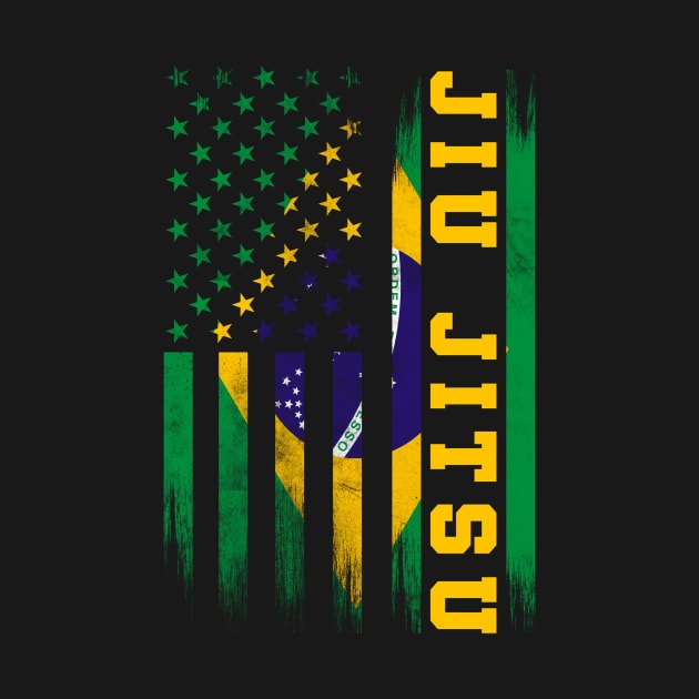 Jiu Jitsu Brazilian Bjj Brazil United States Flag by Weirdcore