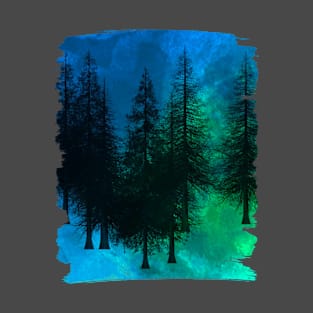 Beautiful Evergreen Forest Pine Trees Outdoor Evening Sky T-Shirt
