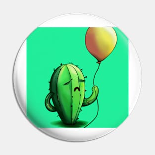 Sad cactus with a balloon Pin