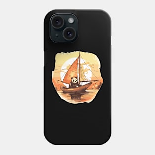 Retro Captain Panda Summer Sailing Boat Phone Case