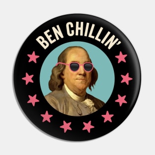 Ben Chillin': Retro Benjamin Franklin in Sunglasses Pin