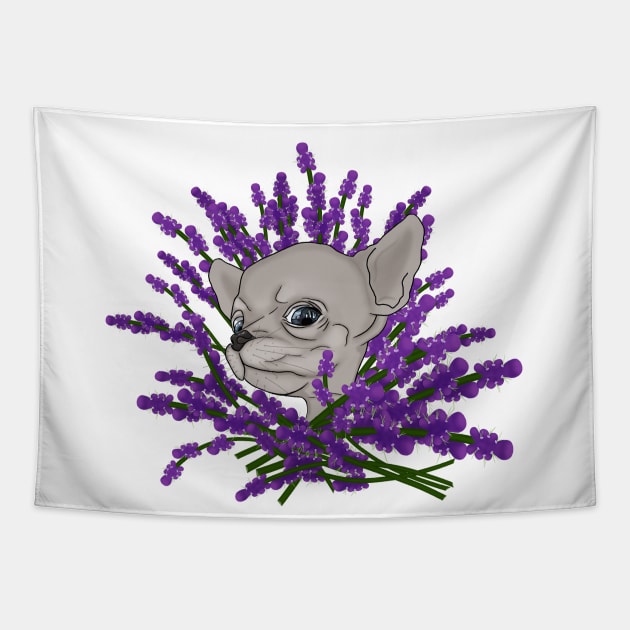 Chihuahua with lavender Tapestry by KateQR