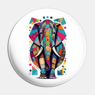 Colorful Elephant Patchwork Art Design Pin