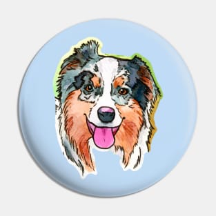 Cute Dog Face Watercolor Pin