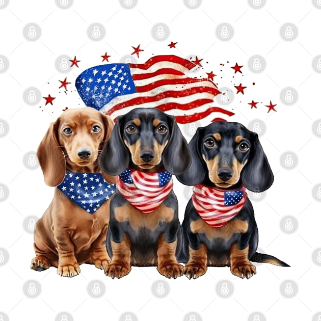 4th of July Dachshund Dogs #4 by Chromatic Fusion Studio