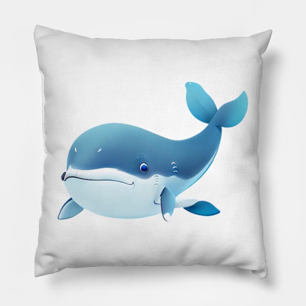 Cartoon/Kawaii Blue Whale Pillow by The Print Palace