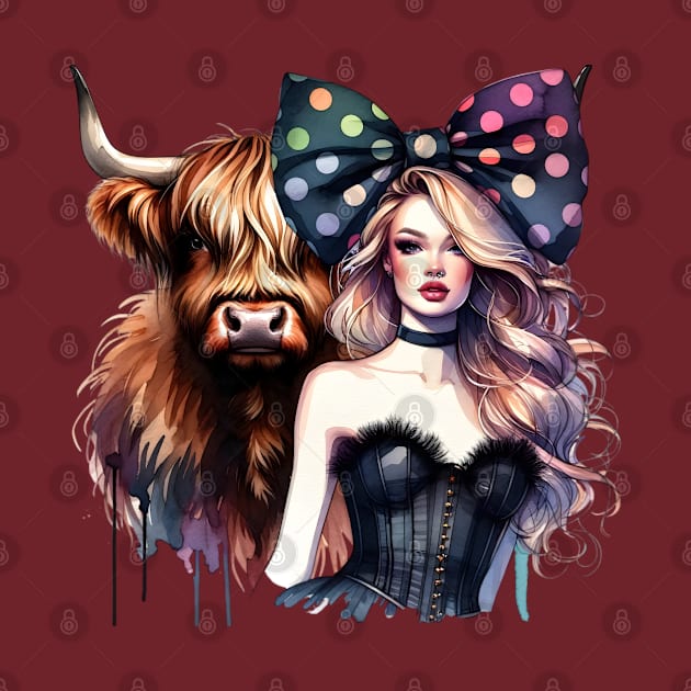 Fashion Model with Highland Cow by Ebony T-shirts