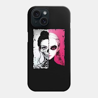 Skull Girl Bad Good Pink Split Phone Case