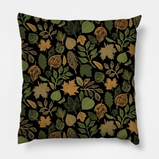 Black Fall Leaves Pillow