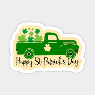 Happy st Patrick's day truck Four leaf clover Magnet