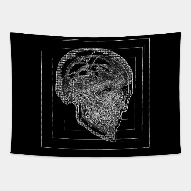 Outline † Glitch Skull † Graphic Design Tapestry by DankFutura