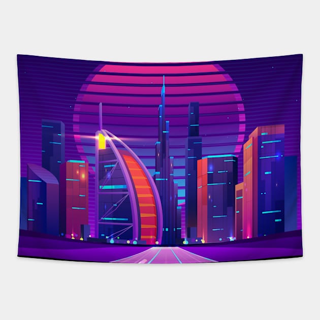 Cyberpunk City Tapestry by edmproject