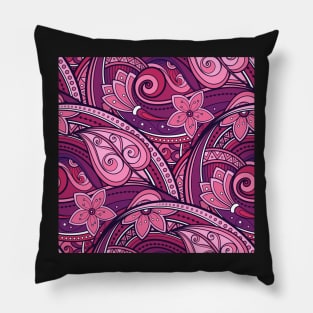 Paisley Print with Vintage Floral Motifs Pillow