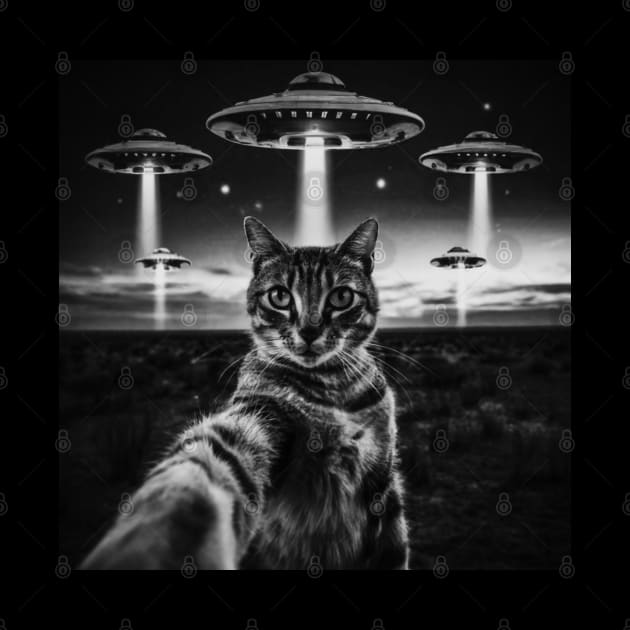 Selfie of Funny Cat And Aliens UFO by Megadorim