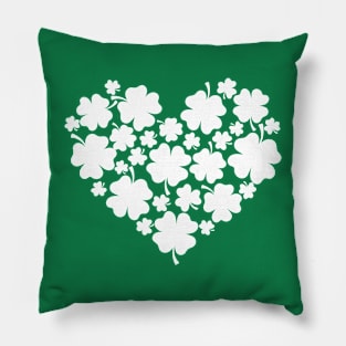 Heart Shamrock Lucky St Patricks Day Pillow