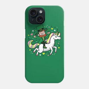 Leprechaun Riding a Unicorn T-Shirt Funny St Patrick's Day Phone Case