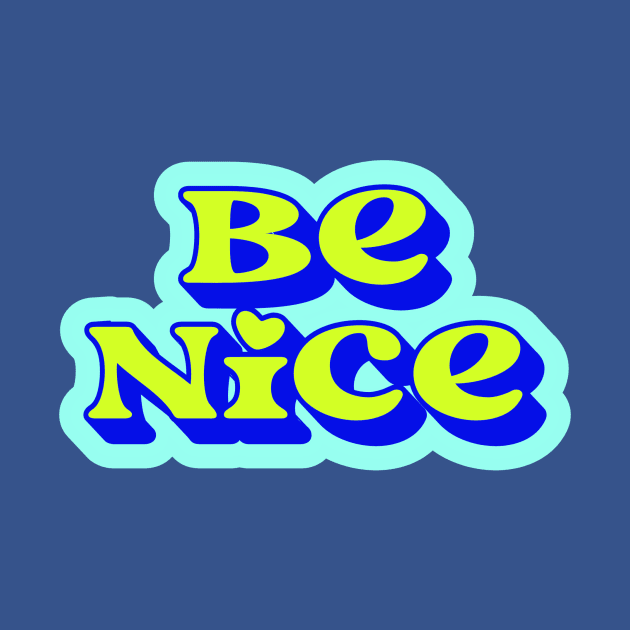 Be Nice Wall Collage Neon Blue Green Groovy Aesthetic by Asilynn