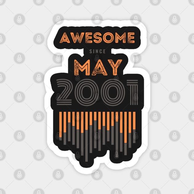 Awesome Since May 2001, 20 years old, 20th Birthday Gift Magnet by LifeSimpliCity