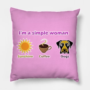 Simple Woman - Sunshine, Coffee, Dogs T-Shirt Pillow