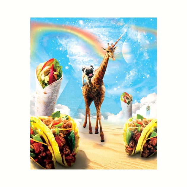 Pug Riding Unicorn Giraffe in the World of Mexican Dishes by Random Galaxy