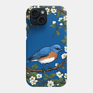 A Missouri Eastern Bluebird Surrounded By Hawthorn Blossom Phone Case