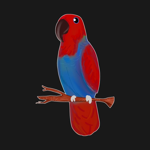 Ekkie Love Cute red Eclectus Parrot for parrot lovers by SusanaDesigns