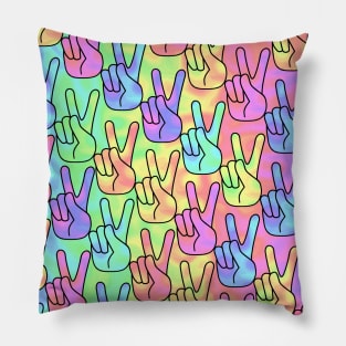 PEACE Sign Hand Pattern Pillow