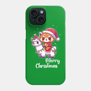 Cute Kawaii Red Panda Merry Christmas Llamas With Red Panda Phone Case