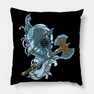 Knight Helmet Illustration Pillow