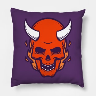 Angry Devil Skull Pillow