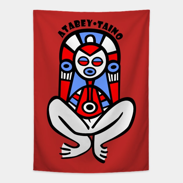 Puerto Rico Taino Atabey Boricua Flag Colors Text Tapestry by bydarling