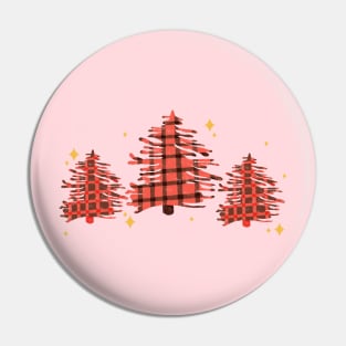 Pink and Red Buffalo Plaid Christmas Trees with Sparkles Pin