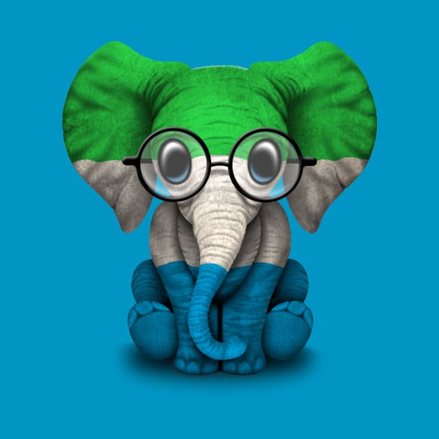 Baby Elephant with Glasses and Sierra Leone Flag by jeffbartels