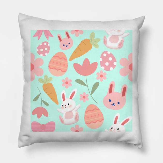 Pastel Bunny Print Pillow by GemmasGems