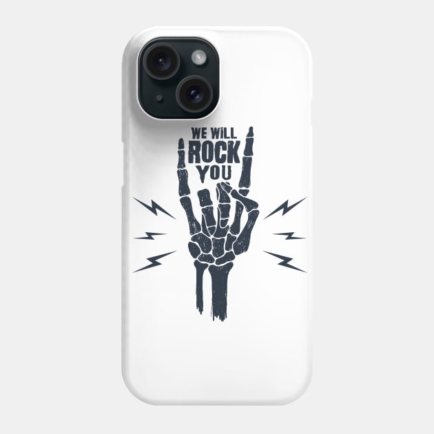 Funny Illustration. Skeleton Arm. We Will Rock You Phone Case by SlothAstronaut