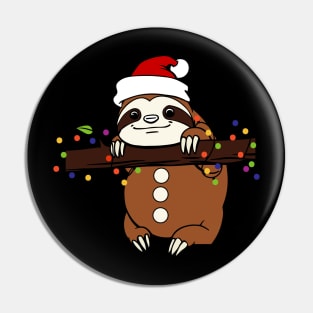 Cute Funny Sloth Santa Hat Christmas Lights Xmas Gift Pin