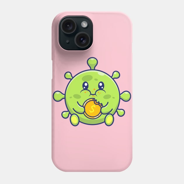 Cute virus with money cartoon 2 Phone Case by Catalyst Labs