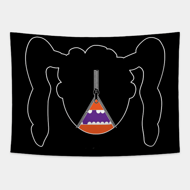 Impatient Halloween Monster Scary Orange True Face Zipper Tapestry by K0tK0tu