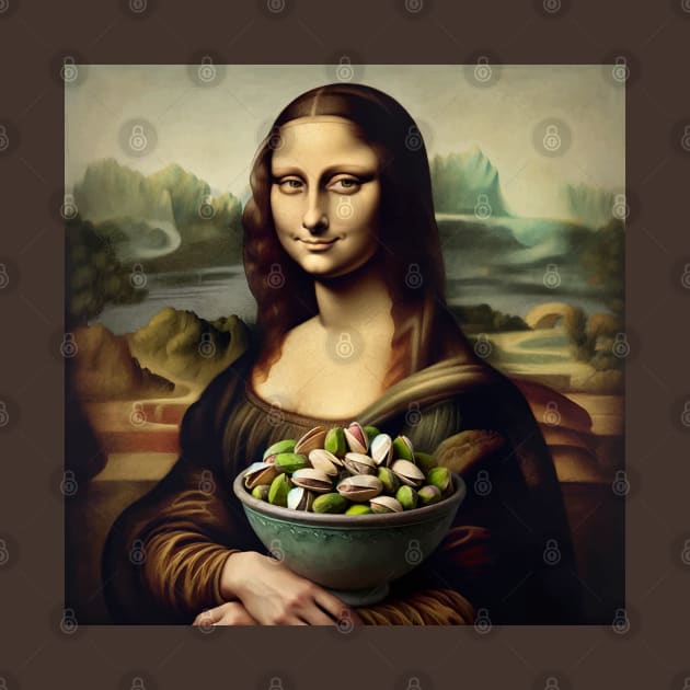 Mona Lisa Pistachio Delight Tee - National Pistachio Day Special by Edd Paint Something