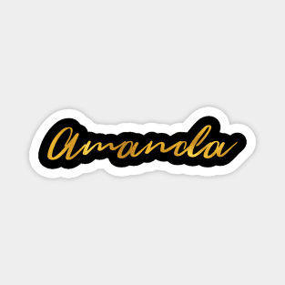 Amanda Name Hand Lettering in Gold Letters Magnet